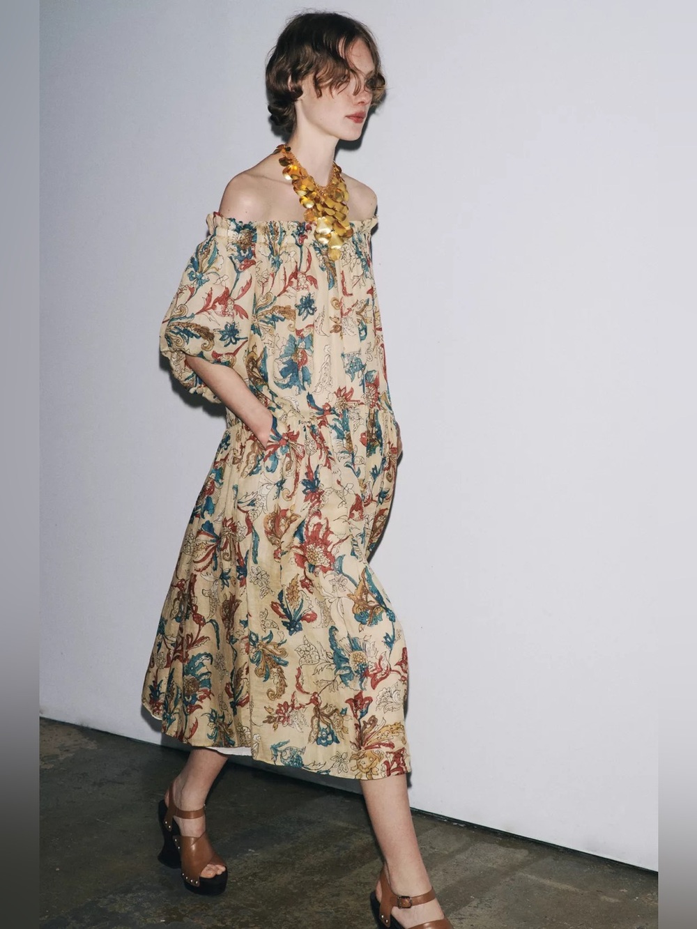 Price Firm - ZARA ZW Ramie Print Dress